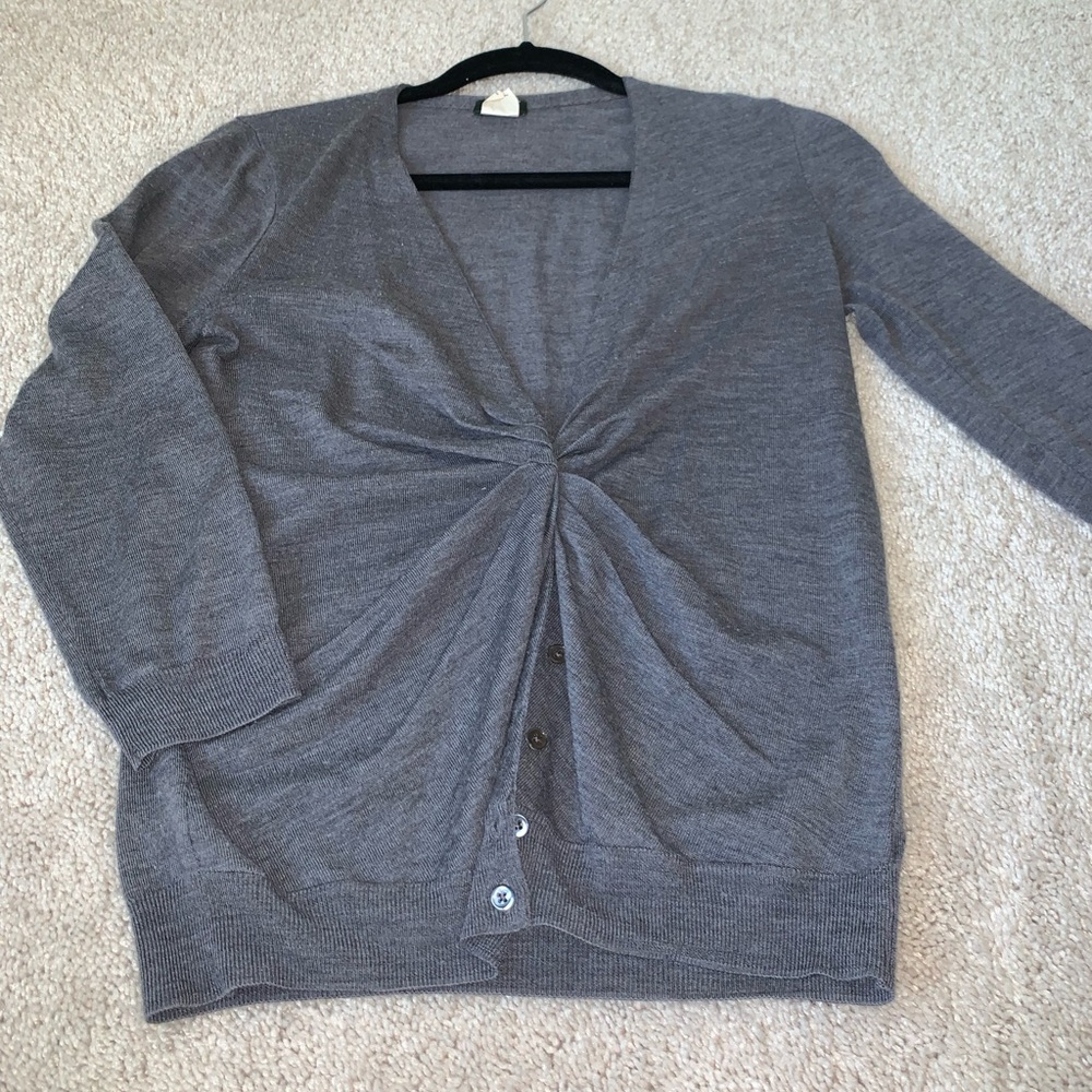 J. Crew 100% merino wool ruched Cardigan. Size small.